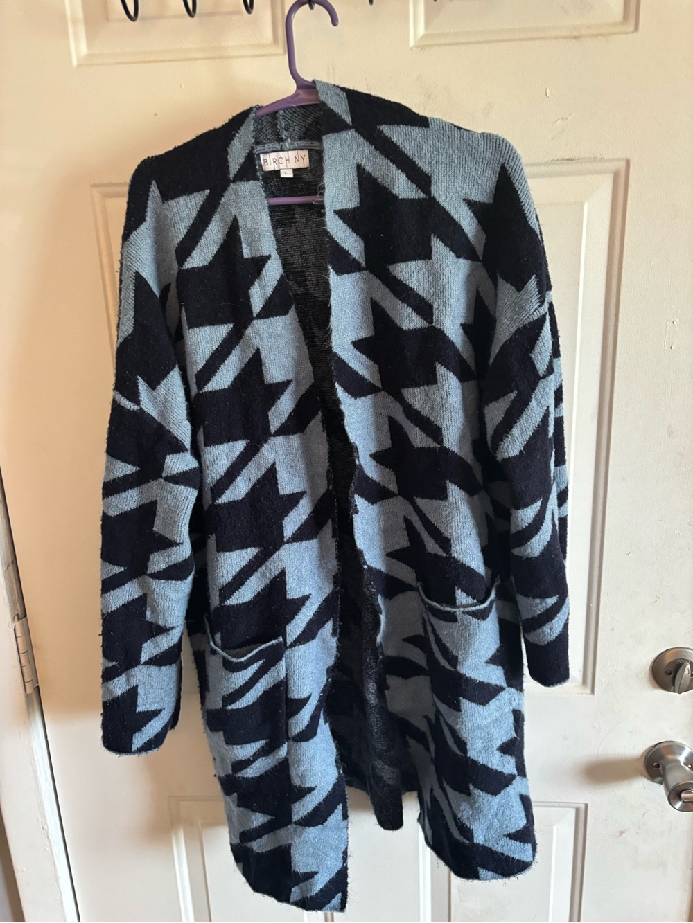 Blue & Black Geometric Open-Front Cardigan - Picture 1 of 3
